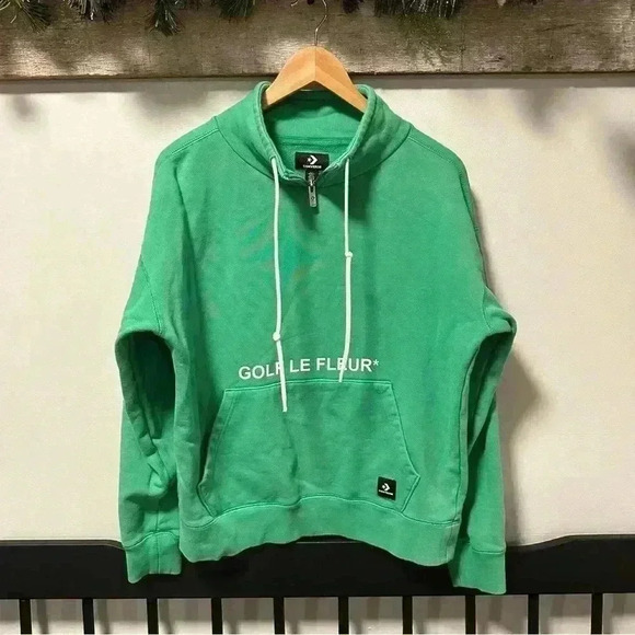 Converse Golf Le Fleur Edition Kelly Green Quarter Zip Pullover Sweatshirt S - Picture 1 of 12